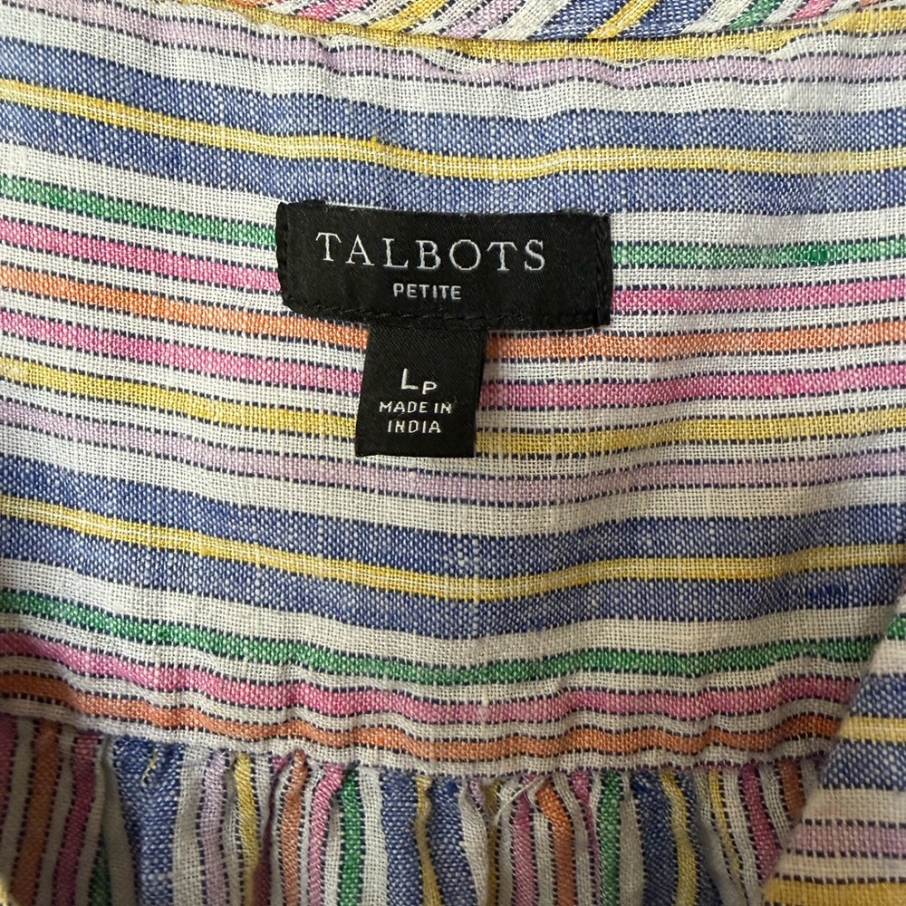 Talbots Pastel Multi-Striped Sleeveless V-Neck Tank, Lp - Picture 3 of 12